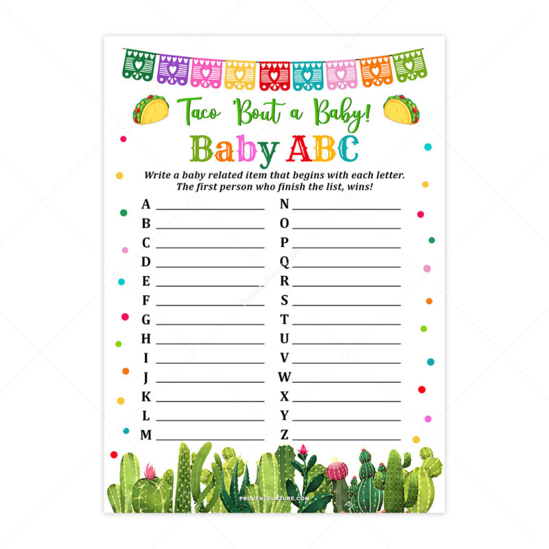 Taco Baby Shower ABC Game