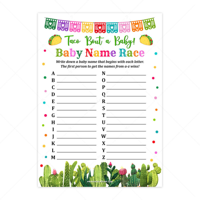 Taco Baby Shower Baby Name Race Game