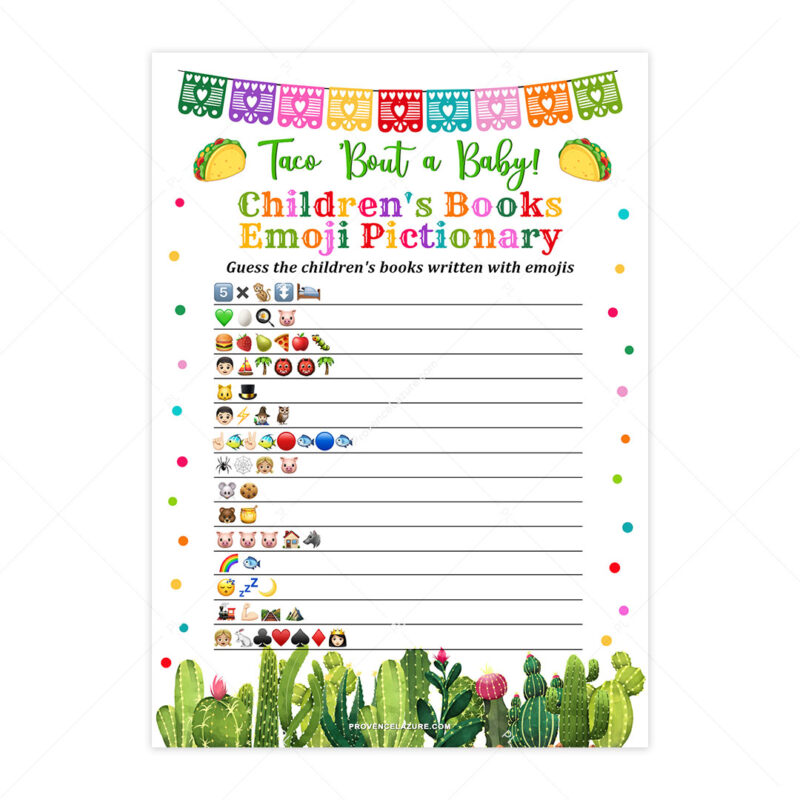 Taco Baby Shower Emoji Pictionary Game