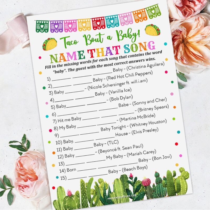 Taco Baby Shower Name Baby Song Game