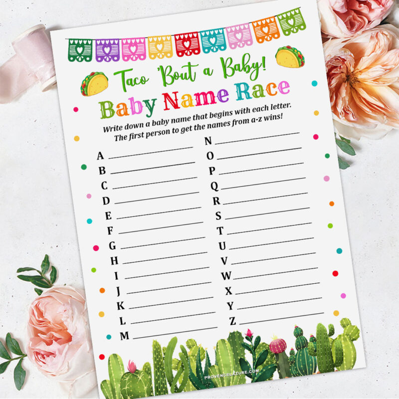 Taco Baby Shower Baby Name Race Game