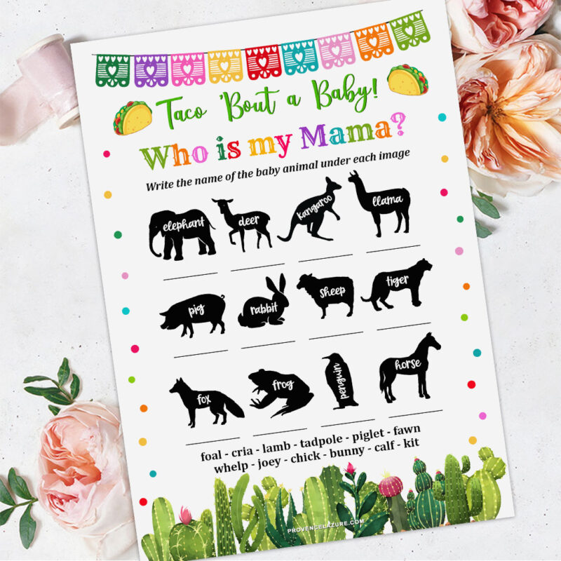 Taco Baby Shower Baby Animals Game