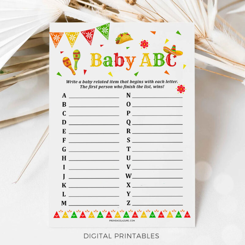 Baby ABC Mexican Baby Shower Game