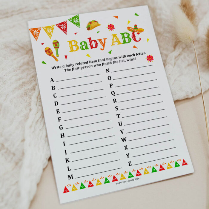 Baby ABC Mexican Baby Shower Game