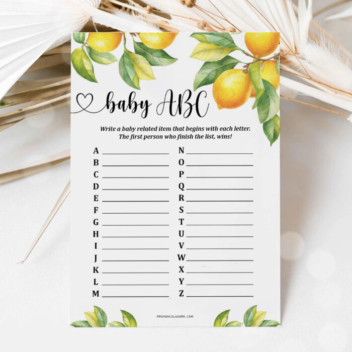 Baby ABC Lemon Baby Shower Game