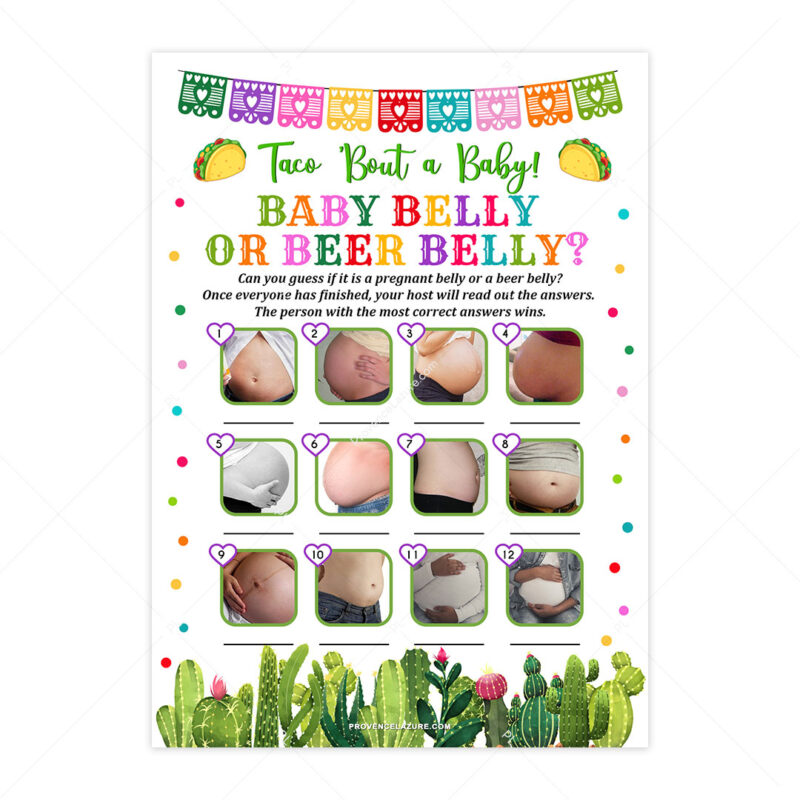 Taco Baby Shower Baby Belly Or Beer Belly Game