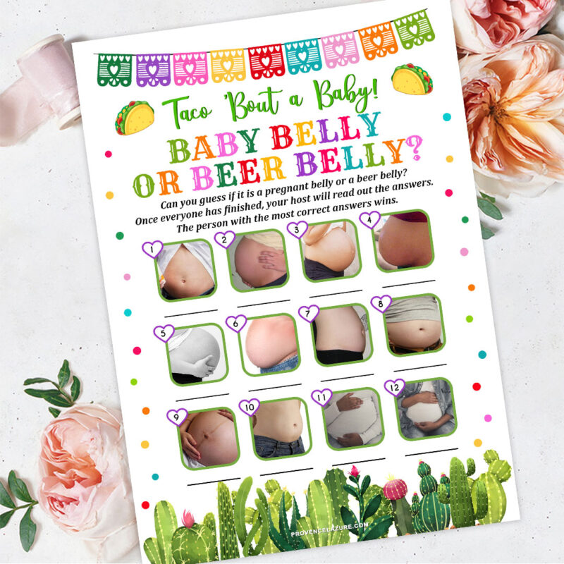 Baby Belly Or Beer Belly Taco Bout Baby Shower Game