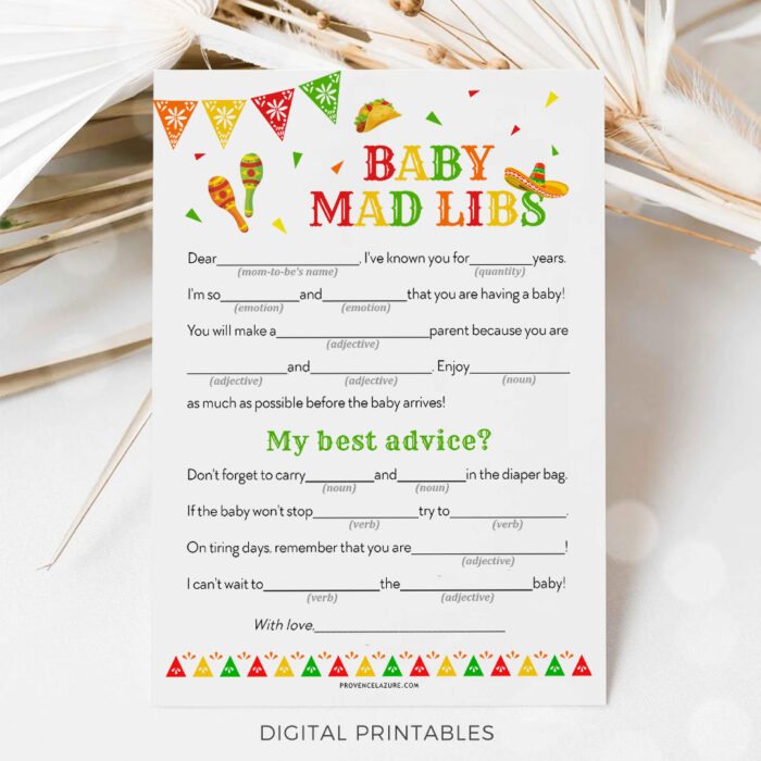 Baby Mad Libs Mexican Baby Shower Game