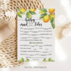 Baby Mad Libs Lemon Baby Shower Game