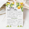 Baby Mad Libs Lemon Baby Shower Game