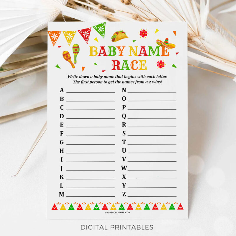 Baby Name Race Mexican Baby Shower Game