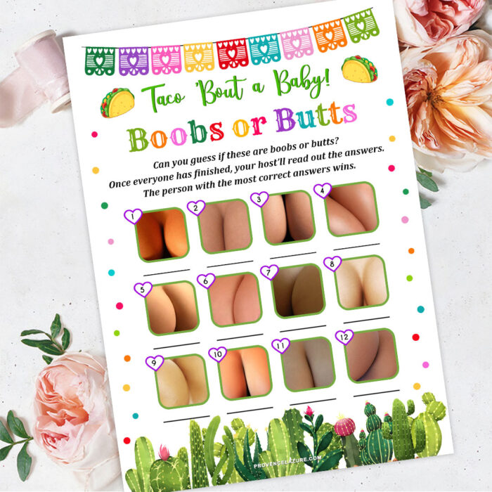 Boobs Or Butts Taco Baby Shower Game