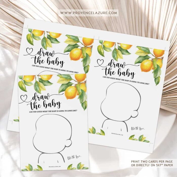 Draw The Baby Lemon Baby Shower Game - Printable Citrus Baby Shower Game