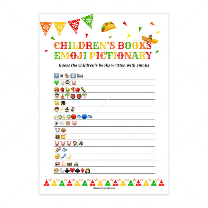 Emoji Pictionary Mexican Baby Shower Game - Printable Fiesta Baby Shower Game