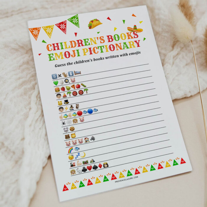 Emoji Pictionary Mexican Baby Shower Game