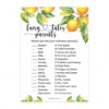 Fairy Tales Parents Match Lemon Baby Shower Game- Printable Citrus Baby Shower Game