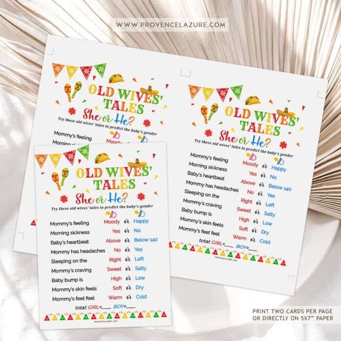 Old Wives Tales Mexican Baby Shower Game - Printable Fiesta Baby Shower Game