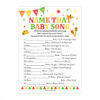 Name Baby Song Mexican Baby Shower Game - Printable Fiesta Baby Shower Game