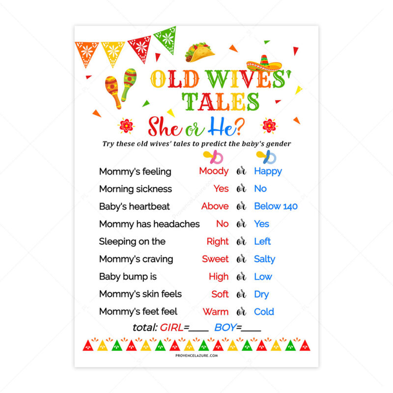Old Wives Tales Mexican Baby Shower Game