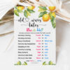 Old Wives Tales Lemon Baby Shower Game