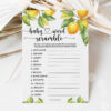 Word Scramble Lemon Baby Shower Game