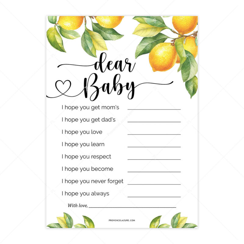 Best Wishes for Baby Lemon Baby Shower Game