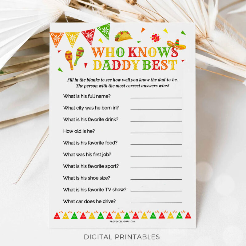 Who Knows Daddy Best Mexican Baby Shower Game