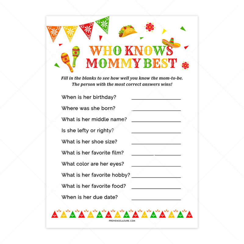 Who Knows Mommy Best Mexican Baby Shower Game