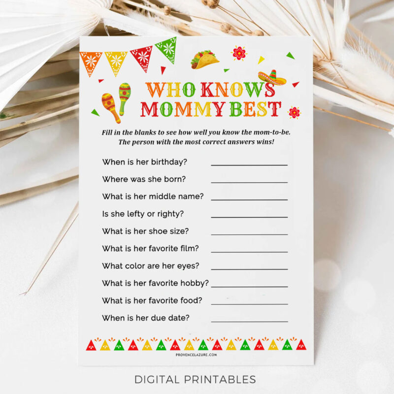 Who Knows Mommy Best Mexican Baby Shower Game