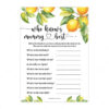 Who Knows Mommy Best Lemon Baby Shower Game