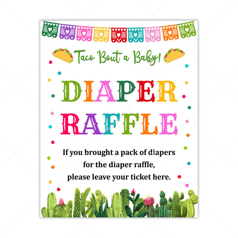 Diaper Raffle Sign and Ticket Taco Bout Baby Shower