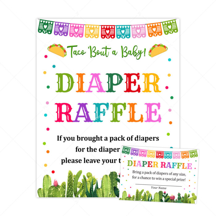 Diaper Raffle Sign and Ticket Taco Bout Baby Shower