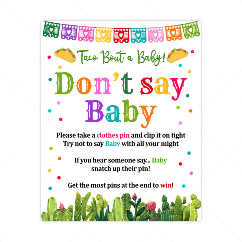Don't Say Baby Clothespin Game Taco Bout Baby Shower