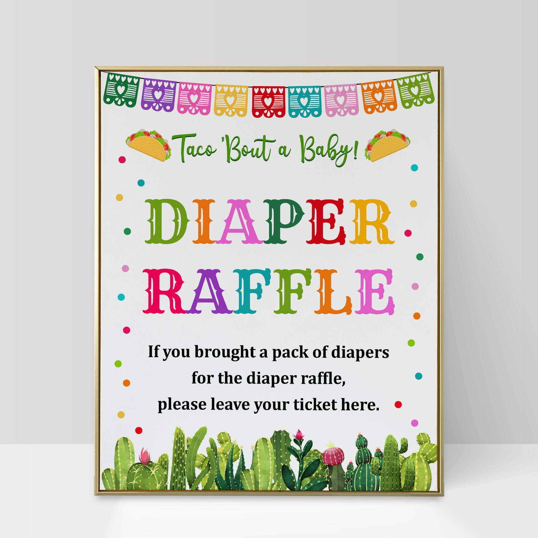 Diaper Raffle Sign and Ticket Taco Bout Baby Shower