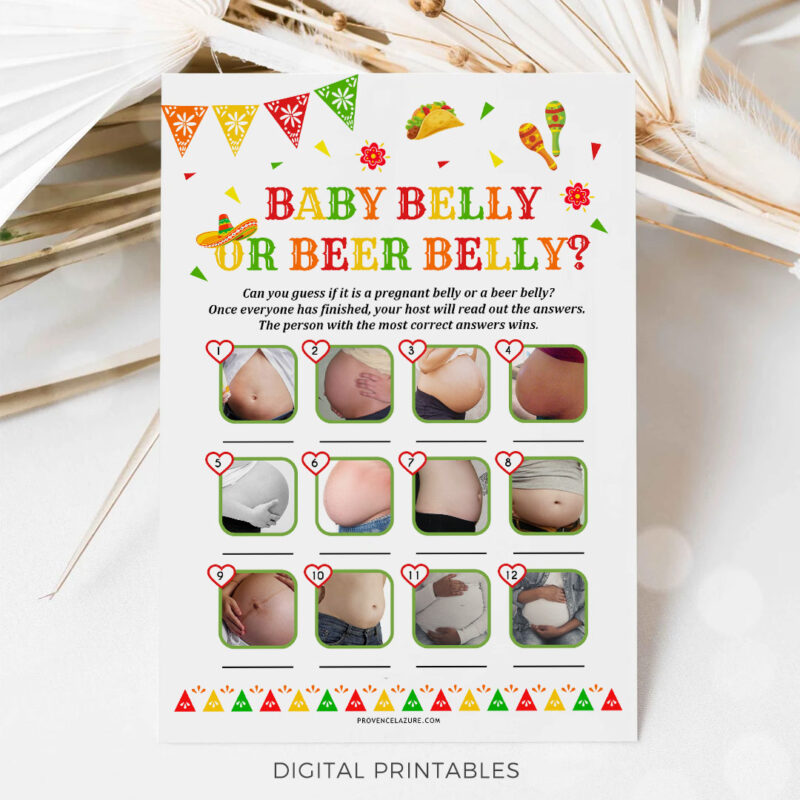 Baby Belly Or Beer Belly Mexican Baby Shower Game