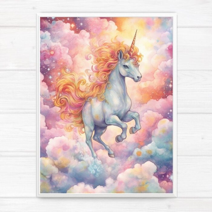 Whimsical Unicorn Nursery Wall Art Printable Poster