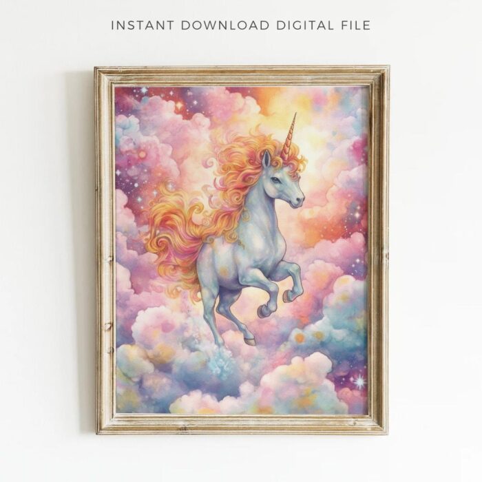 Whimsical Unicorn Nursery Wall Art Printable Poster