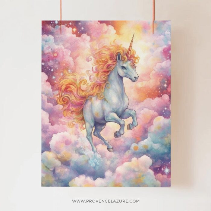 Whimsical Unicorn Nursery Wall Art Printable Poster