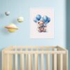 Blue Teddy Bear with Balloons Nursery Wall Art Printable Poster