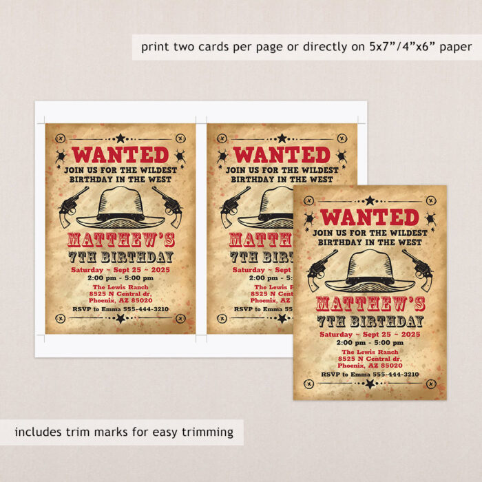 Birthday Party Cowboy Invitation Template