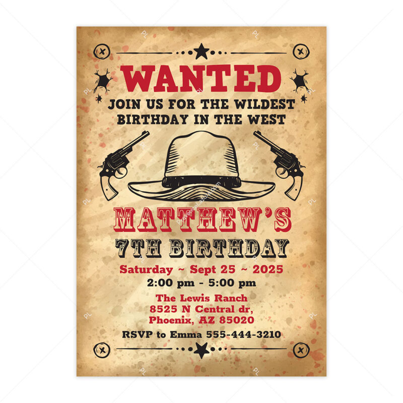 Birthday Party Cowboy Invitation Template