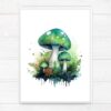 Fantasy Fairy Green Mushrooms Nursery Wall Art Printable Poster