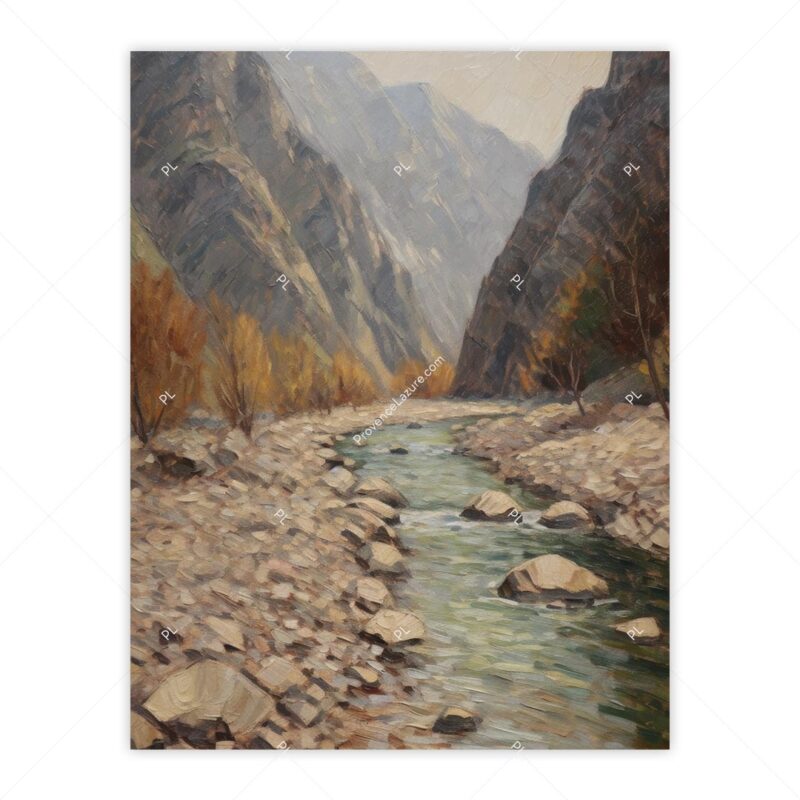 Vintage Oil Painting Mountains Wall Art Rustic Landscape Printable Poster