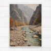 Vintage Oil Painting Mountains Wall Art Rustic Landscape Printable Poster