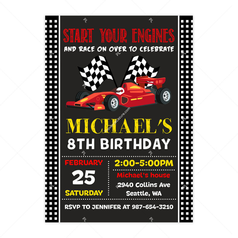 Birthday Party Race Car Invitation Template