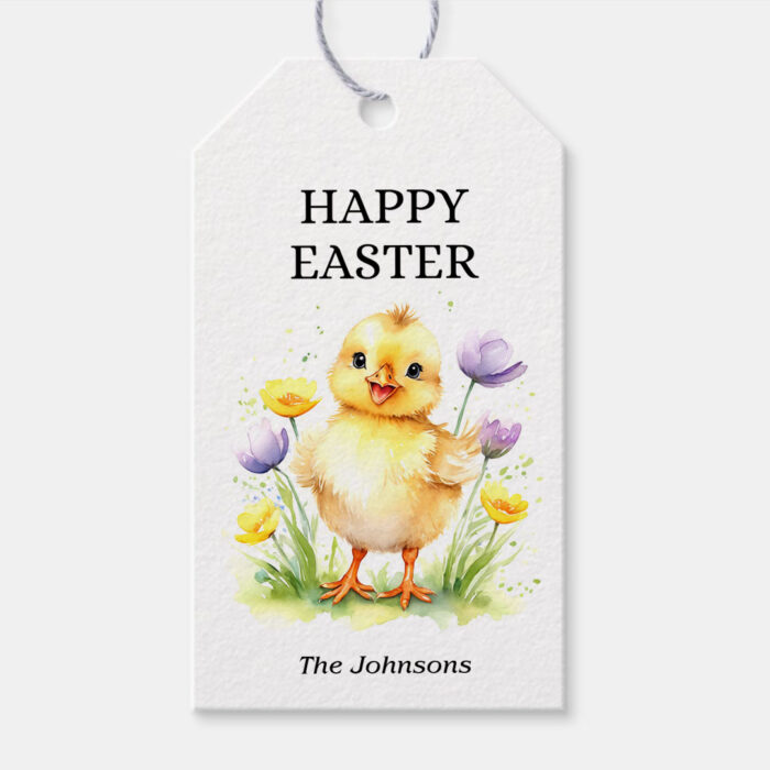 Happy Easter Gift Tags - Printable Easter Labels with Cute Chick Design