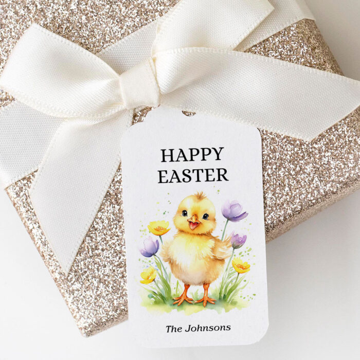 Happy Easter Gift Tags - Printable Easter Labels with Cute Chick Design