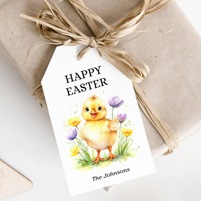 Happy Easter Gift Tags - Printable Easter Labels with Cute Chick Design