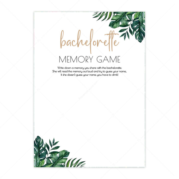 Tropical Bachelorette Memory Game