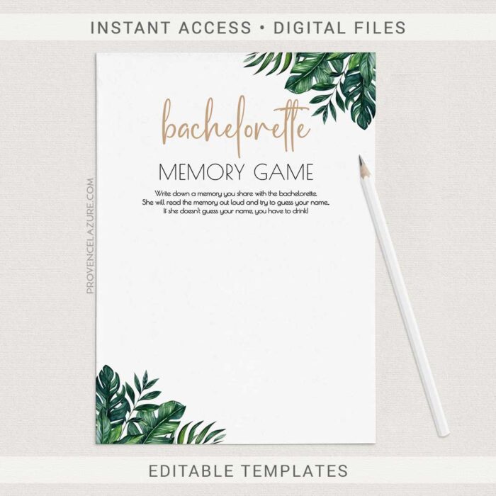 Tropical Bachelorette Memory Game